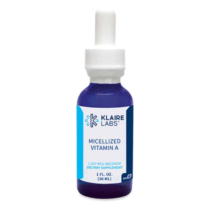 bottle of Micellized Vitamin A liquid drops from Klaire Labs